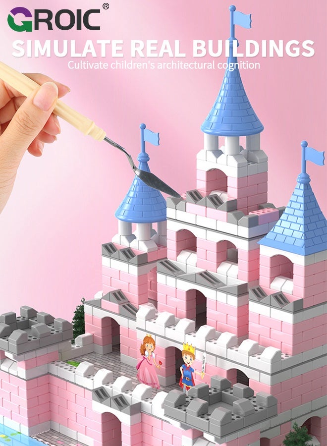 GROIC House Building Set for Kids, 286 Pcs Bricklayer DIY Princess Castle Building Toys, STEM Building House Toy for Toddlers, Construction House Kit Creative Building Playset House Model - Image 4