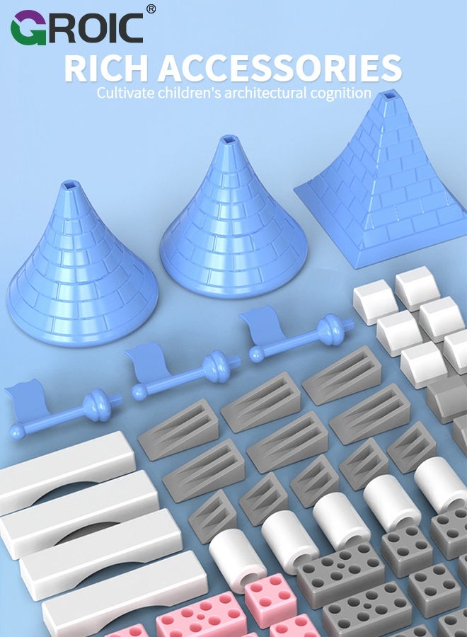 GROIC House Building Set for Kids, 286 Pcs Bricklayer DIY Princess Castle Building Toys, STEM Building House Toy for Toddlers, Construction House Kit Creative Building Playset House Model - Image 5