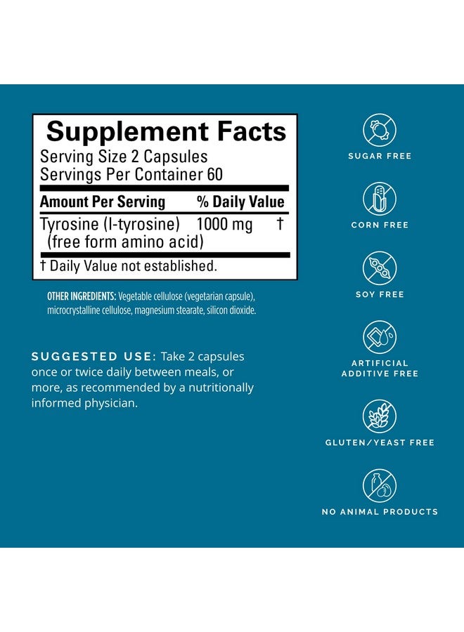 BRAINMD Dr Amen Brainmd Tyrosine 120 Capsules Promotes Mental Focus Clarity & Alertness Gluten Free 60 Servings - Image 3