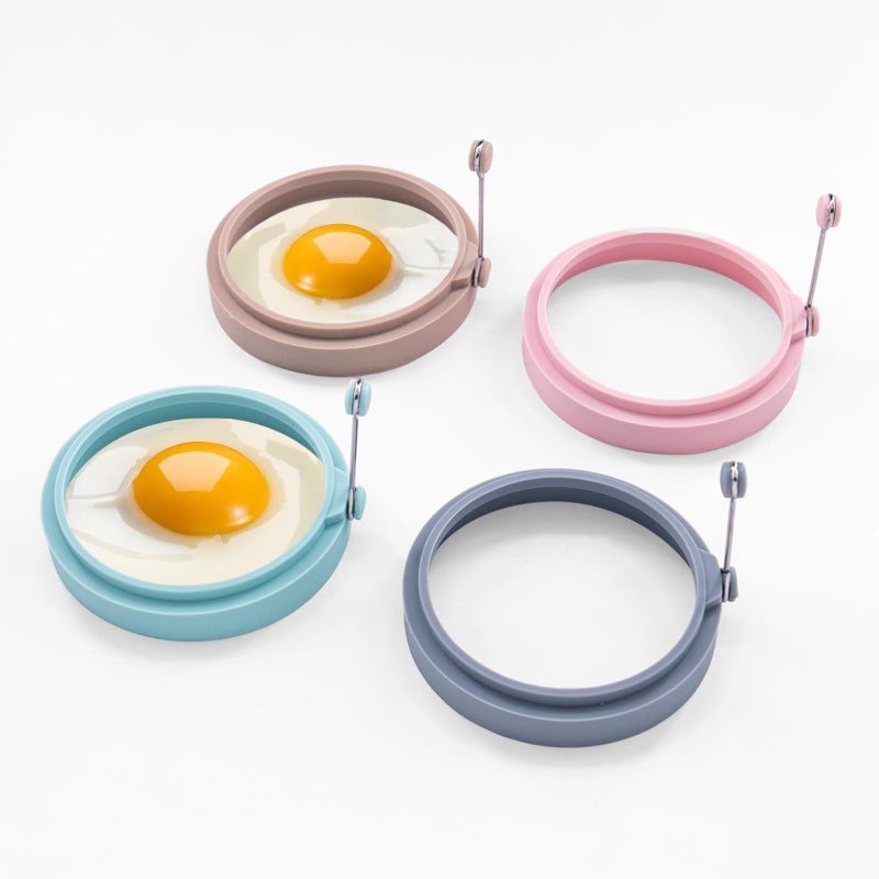 4Pack Nordic Silicone Egg Rings NonStick Egg Mold  4 Inch Colorful