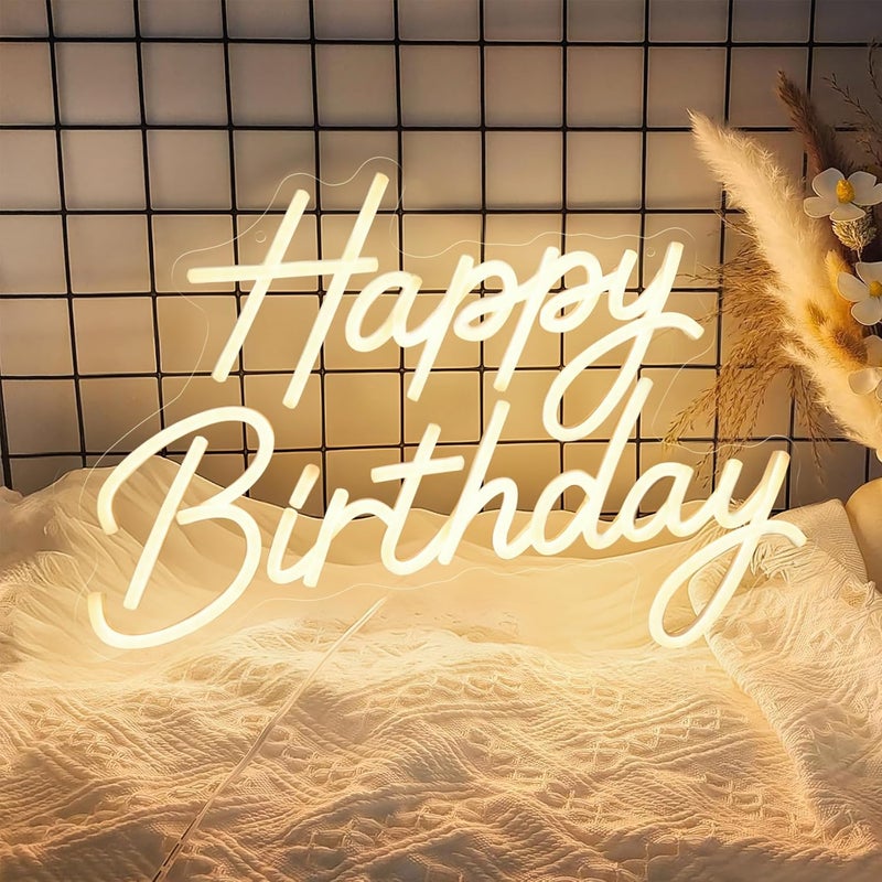 SLASA Happy Birthday LED Neon Sign 41x28 cm,  Wall Light for Parties - Image 1