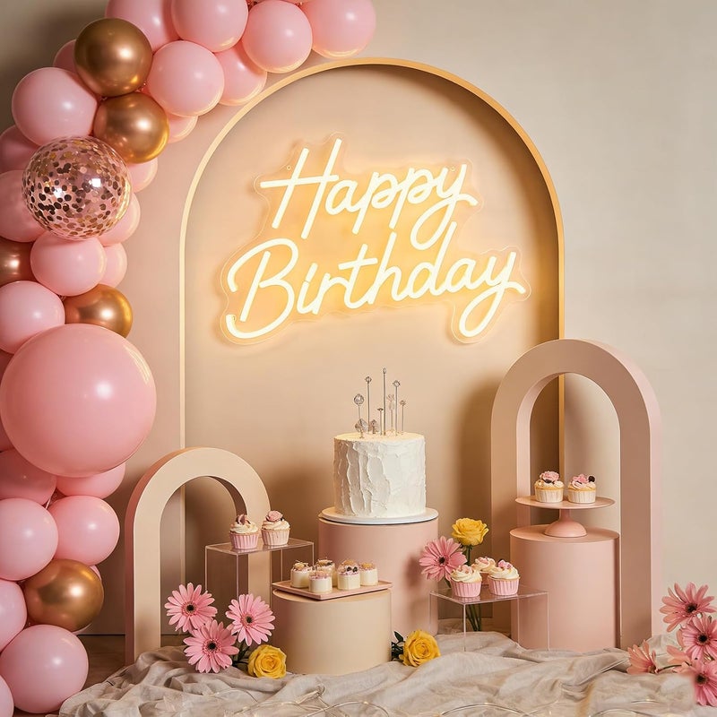SLASA Happy Birthday LED Neon Sign 41x28 cm,  Wall Light for Parties - Image 4