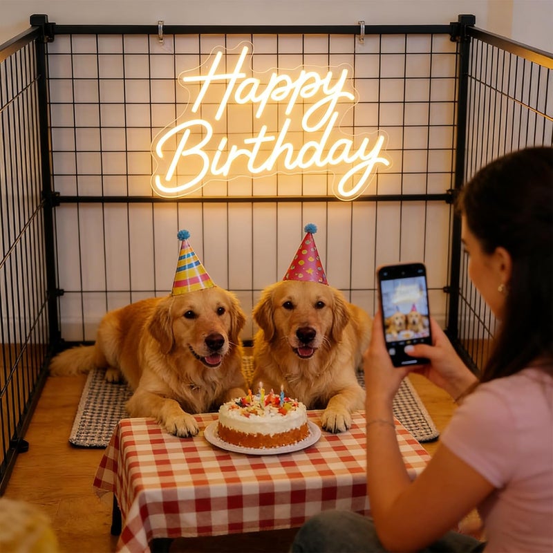 SLASA Happy Birthday LED Neon Sign 41x28 cm,  Wall Light for Parties - Image 5