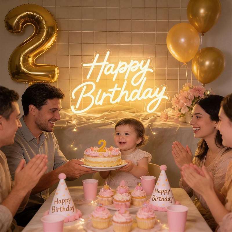 SLASA Happy Birthday LED Neon Sign 41x28 cm,  Wall Light for Parties - Image 2