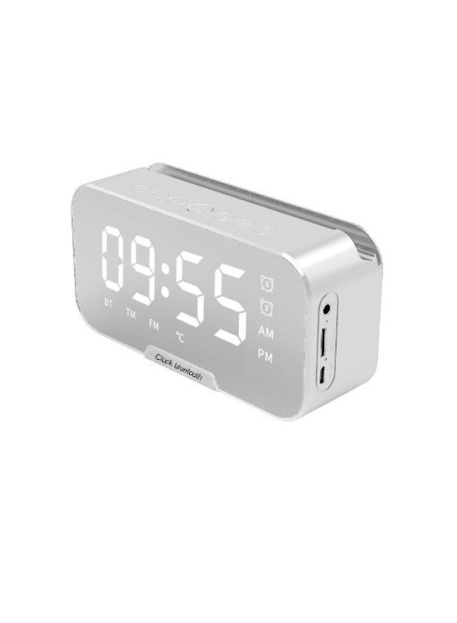 Digital Multifunctional Alarm Clock with Mirror Surface, Bluetooth Speaker & FM Radio – Phone Holder, Displays Temperature, Supports 32G TF Card, 1200mAh Battery, ABS Material - Image 5