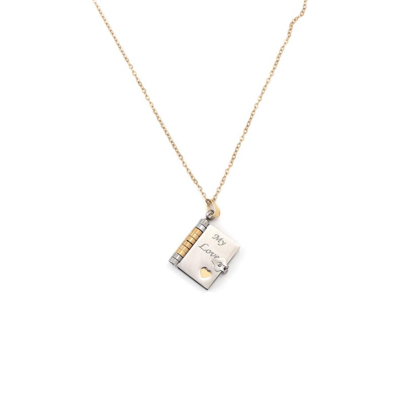 SORGERLY My Love Couple Book Neckalce - Valentine's Day Gifts for Girlfriend Boyfriend,Engraved Necklaces Jewelry for Lovers (GOLD) - Image 1