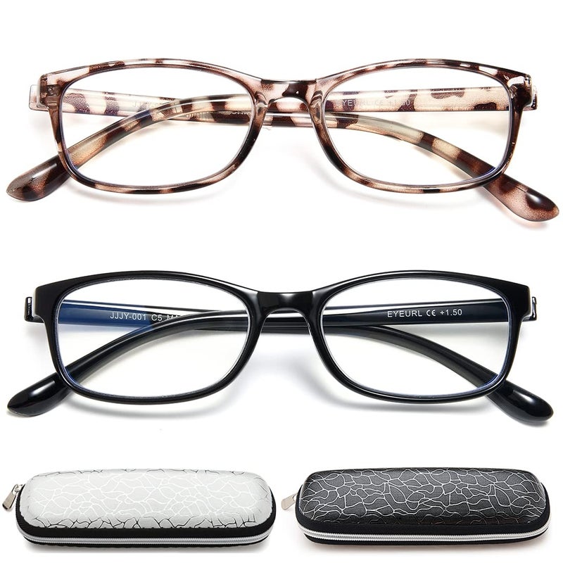 Eyeurl Reading Glasses Womens Blue Light Blocking - 2 Pack Lightweight Computer Readers +1.5 Glare Blocking Ladies Eyeglass - Image 1