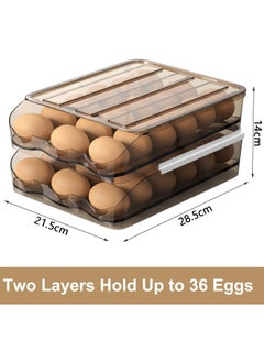 Arabest 2 Layer Egg Holder, Automatically Rolling Egg Storage Container for Refrigerator,36 Egg Fresh Storage Box for Fridge, Egg Storage Container Organizer Bin, Plastic Egg Tray  - Image 2