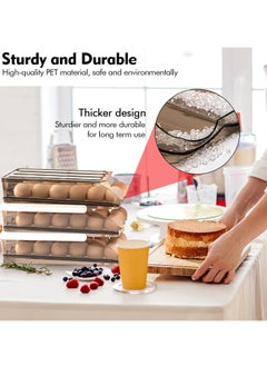 Arabest 2 Layer Egg Holder, Automatically Rolling Egg Storage Container for Refrigerator,36 Egg Fresh Storage Box for Fridge, Egg Storage Container Organizer Bin, Plastic Egg Tray  - Image 3
