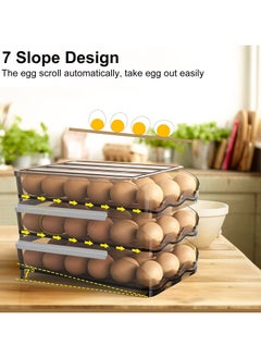 Arabest 2 Layer Egg Holder, Automatically Rolling Egg Storage Container for Refrigerator,36 Egg Fresh Storage Box for Fridge, Egg Storage Container Organizer Bin, Plastic Egg Tray  - Image 5