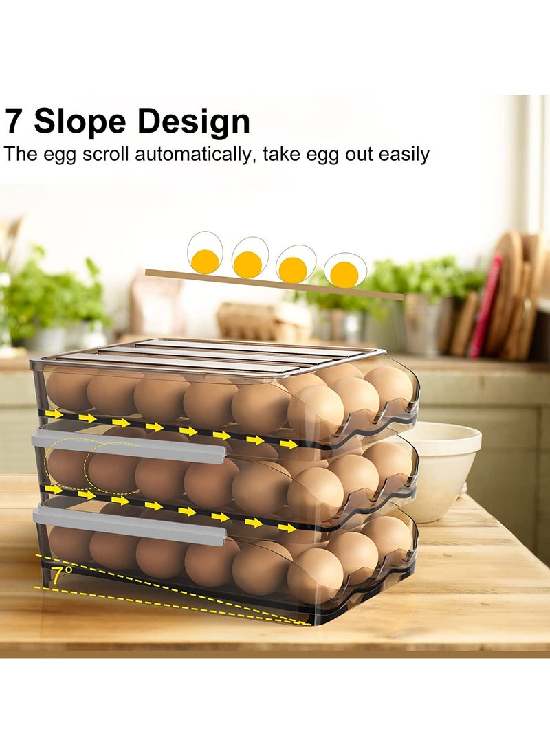 Arabest 2 Layer Egg Holder, Automatically Rolling Egg Storage Container for Refrigerator,36 Egg Fresh Storage Box for Fridge, Egg Storage Container Organizer Bin, Plastic Egg Tray  - Image 5