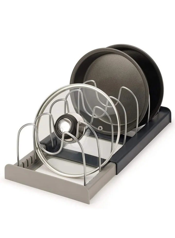 Shopping Point 7-Tier Adjustable Pan Pot Lid Rack Organizer, Stainless Steel Kitchen Storage Shelf with 2 DIY Methods, Expandable Length up to 22 Inches - Image 2