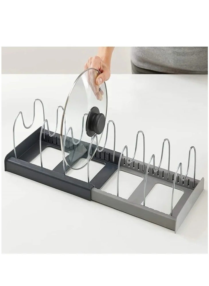 Shopping Point 7-Tier Adjustable Pan Pot Lid Rack Organizer, Stainless Steel Kitchen Storage Shelf with 2 DIY Methods, Expandable Length up to 22 Inches - Image 3