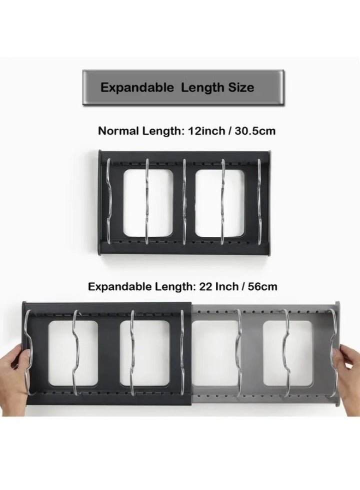 Shopping Point 7-Tier Adjustable Pan Pot Lid Rack Organizer, Stainless Steel Kitchen Storage Shelf with 2 DIY Methods, Expandable Length up to 22 Inches - Image 5