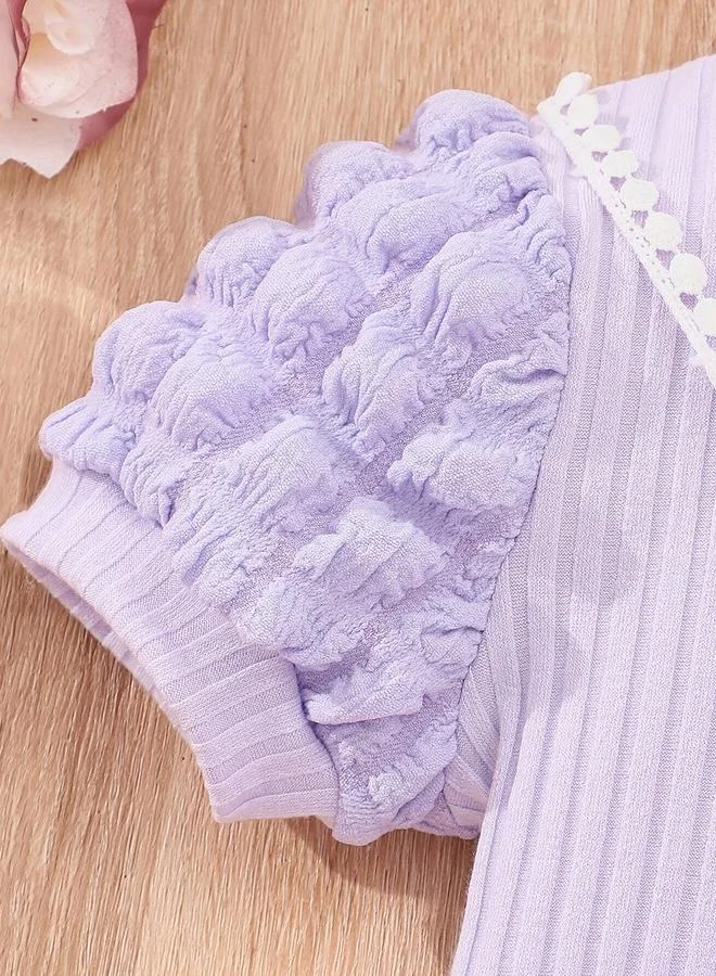 Take Two Take Two Girls Purple Knit Dress with Sling Bag