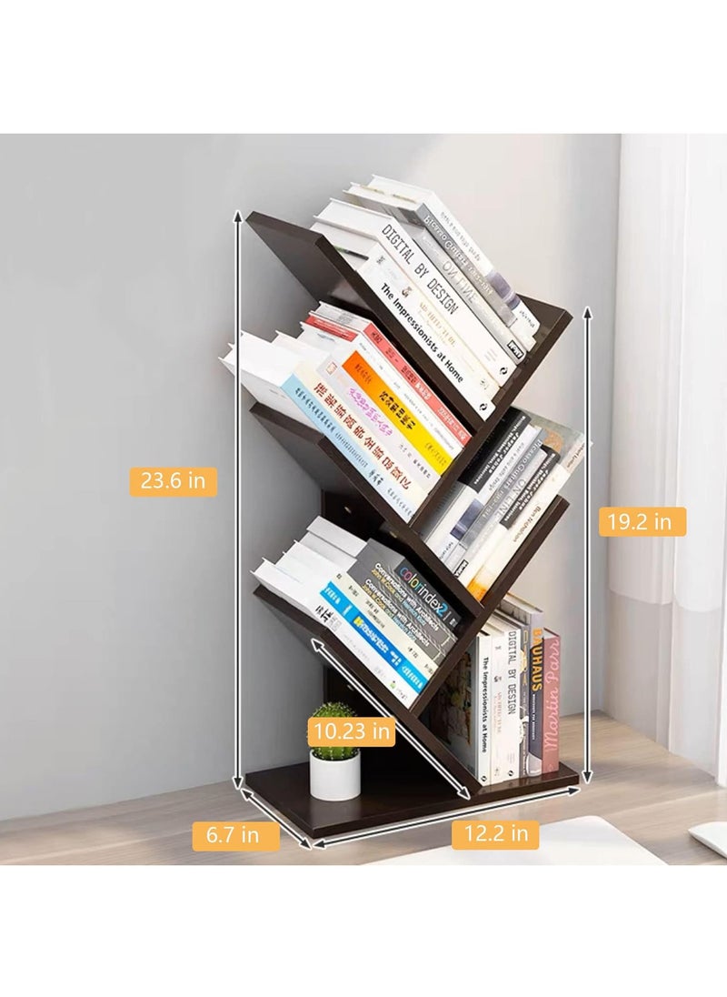 Hihonor - Book Tree Bookshelf, 5-Tier Wood Bookshelf Tree Bookcase for Displaying Books, CDs, Magazines and More at Office, Home or School (Black) - Image 1