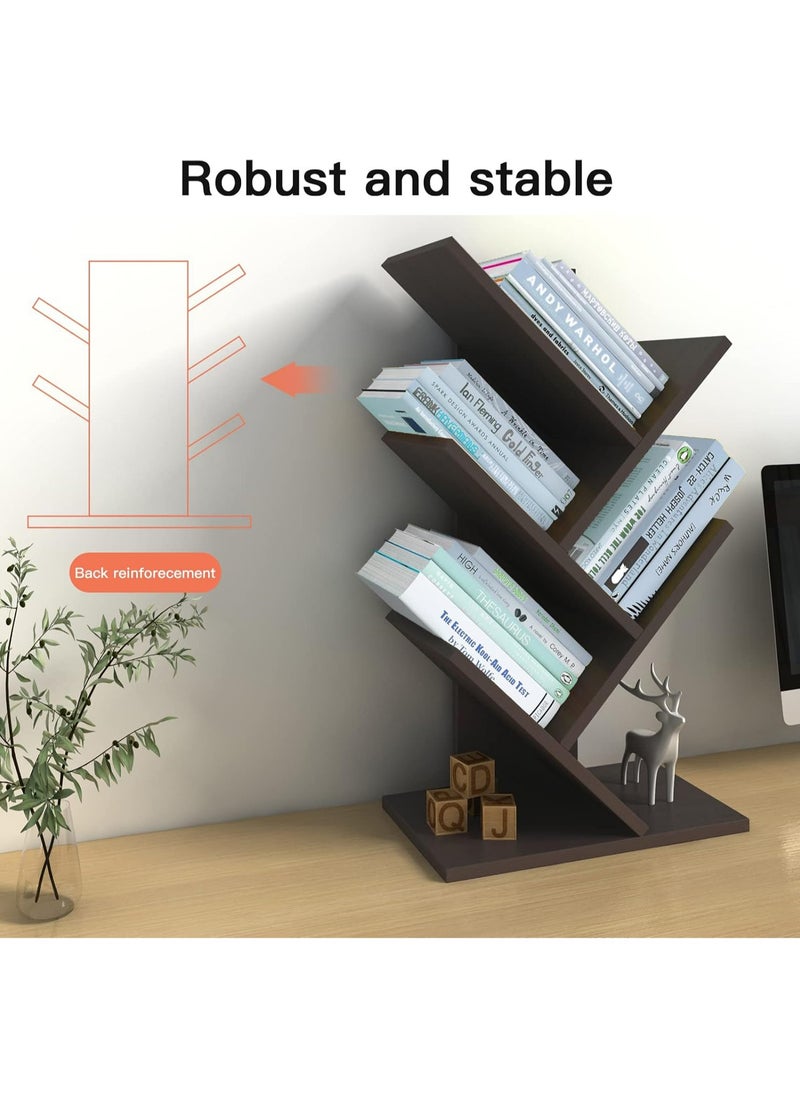 Hihonor - Book Tree Bookshelf, 5-Tier Wood Bookshelf Tree Bookcase for Displaying Books, CDs, Magazines and More at Office, Home or School (Black) - Image 1