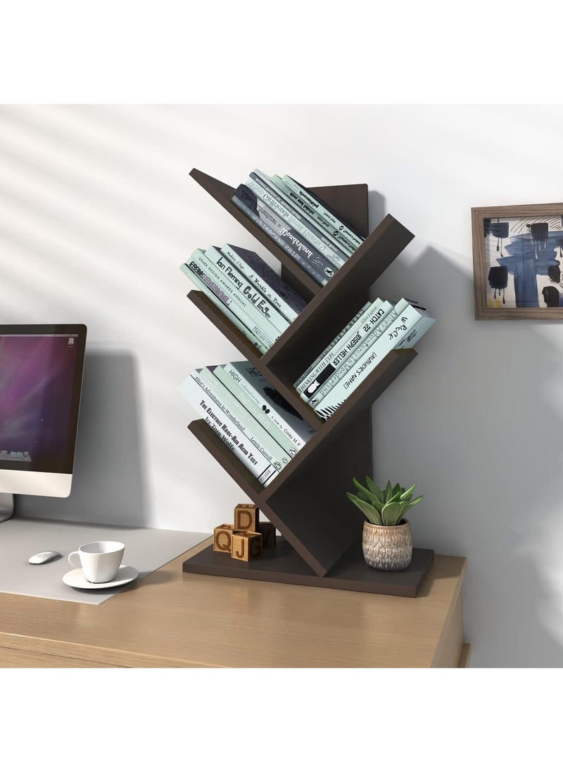 Hihonor - Book Tree Bookshelf, 5-Tier Wood Bookshelf Tree Bookcase for Displaying Books, CDs, Magazines and More at Office, Home or School (Black) - Image 1