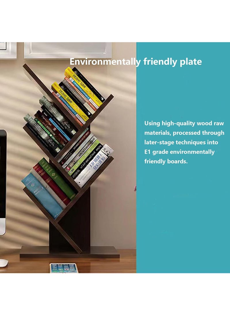 Hihonor - Book Tree Bookshelf, 5-Tier Wood Bookshelf Tree Bookcase for Displaying Books, CDs, Magazines and More at Office, Home or School (Black) - Image 1
