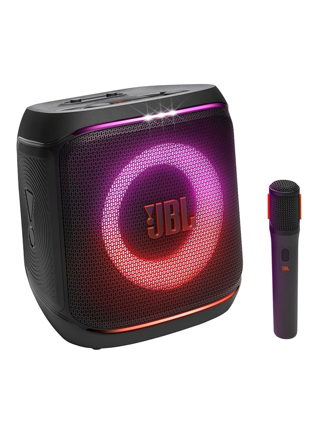 PartyBox Encore 2 Portable Bluetooth Speaker With Wireless Mic And AI Boost, 15H Battery, Dynamic Lights, Auracast, Karaoke And Guitar Input, IPX4 Splashproof - Black