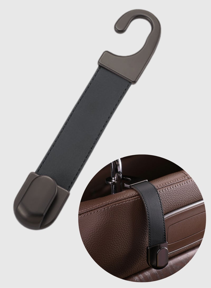 Luxury Hidden Car Hooks - Stainless Steel & Microfiber Leather Vehicle Hanger, 20kg Weight Capacity, Space-Saving Car Accessory (Classic Leather | Black) - Image 1
