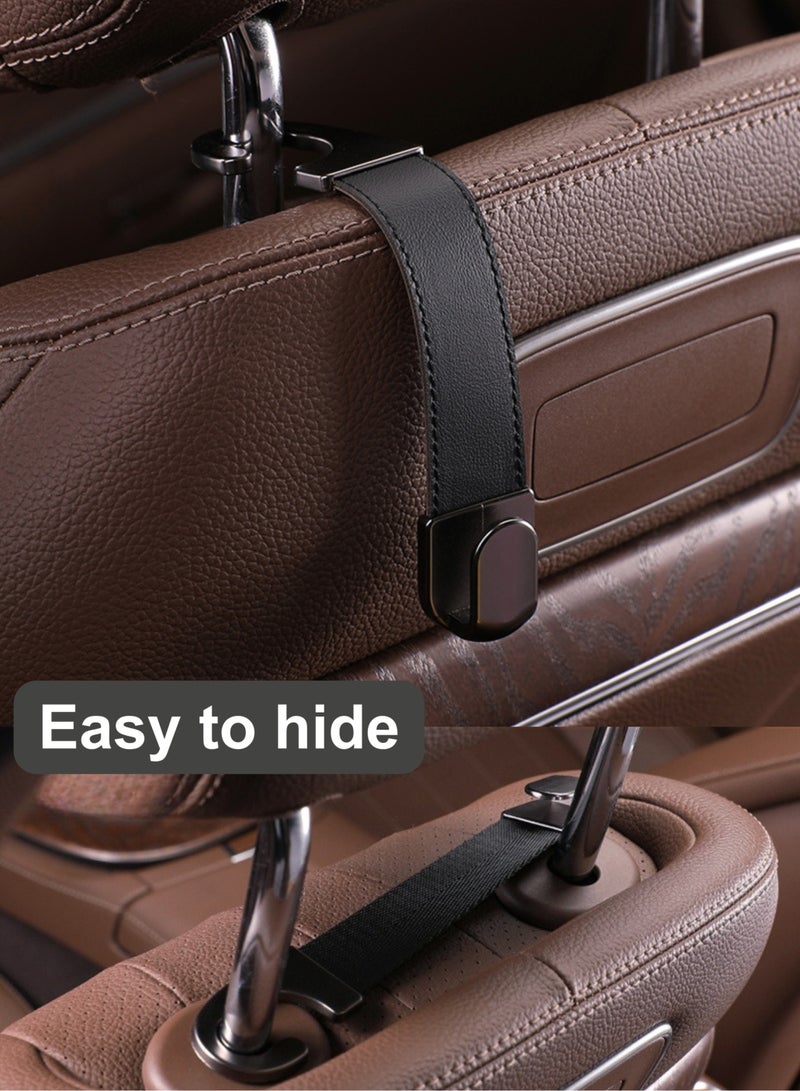 Black Leather Car Hook - Seat Back Hanger for Purse, Bag, Phone, 20kg Capacity, Space-Saving Organizer - Image 1