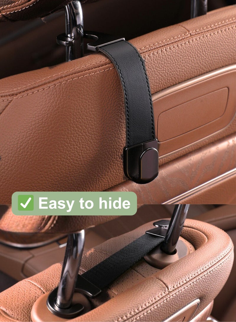 Black Leather Car Hook - Seat Back Hanger for Purse, Bag, Phone, 20kg Capacity, Space-Saving Organizer - Image 1