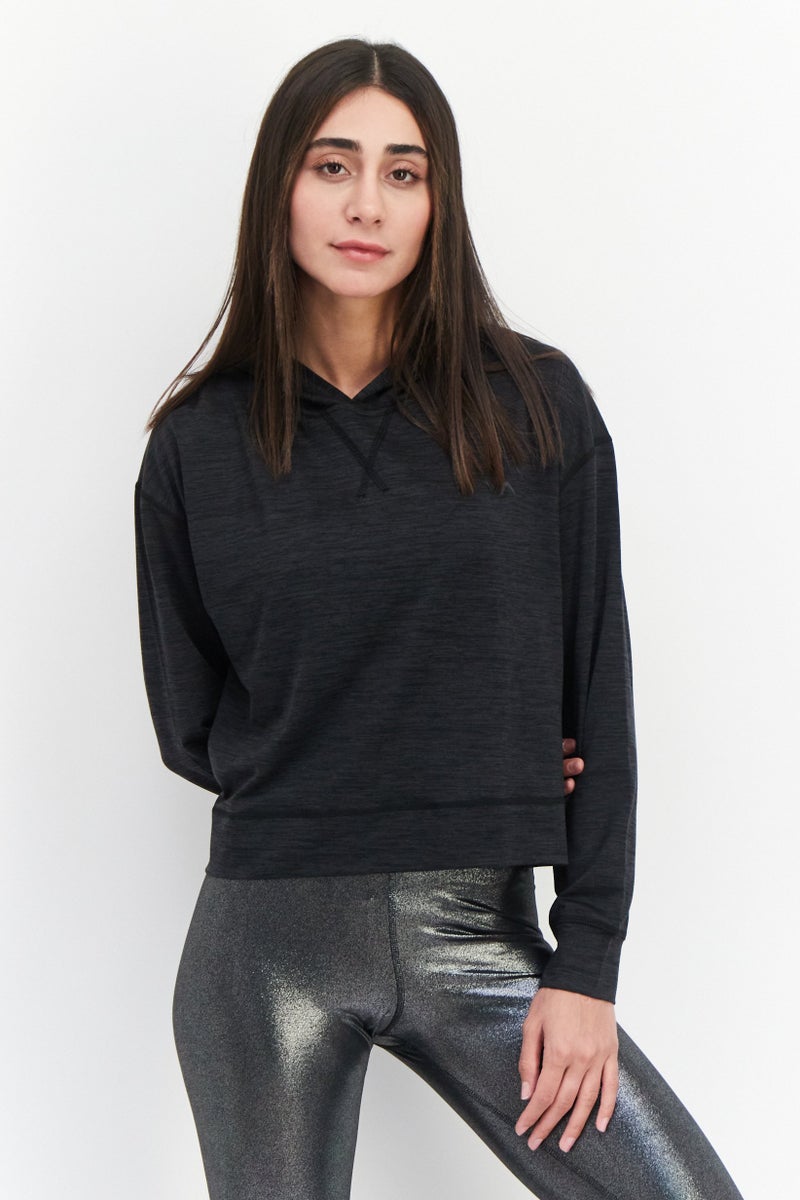 rvca Women Sportswear Fit Long Sleeve Running  Sweatshirt, Black - Image 1