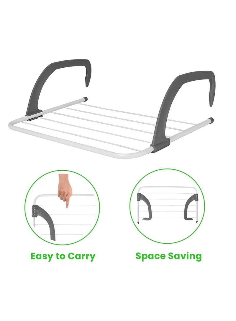 Adjustable Over-the-Rail Drying Rack – 68 x 38 cm Folding Laundry Rack with Durable Steel Frame and Non-Slip Hooks – Ideal for Balconies, Radiators, and Doors - Image 3