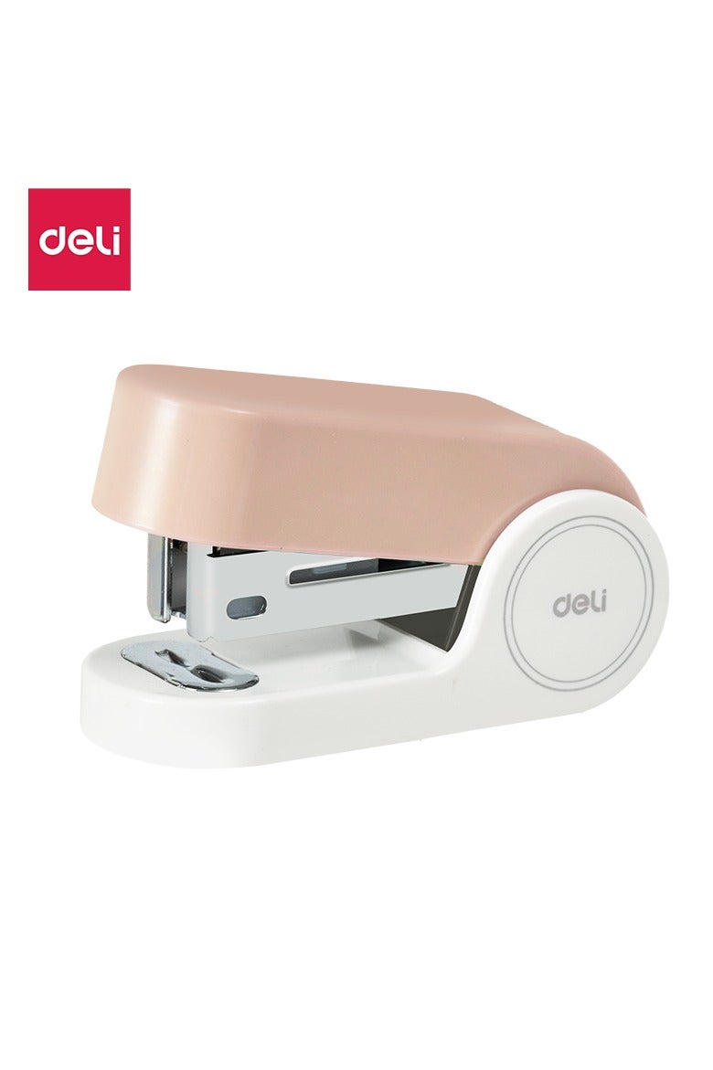 Deli EK203 - PK Mini Stapler Set, 15 Sheets Capacity, 24/6 & 26/6 Staples, Compact Portable Office & School Stapler with Non-Slip Base, Pink - Image 1