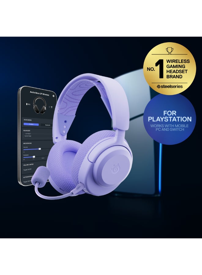 steelseries Arctis Nova 3 Wireless Multi-Platform Gaming Headset — Mobile App Control — 40 HR Battery — Neodymium Magnetic Drivers — 2.4GHz/Bluetooth — Detachable Mic — PC, PS5, PS4, Switch, Mobile- Lavender I 61778 - Image 3