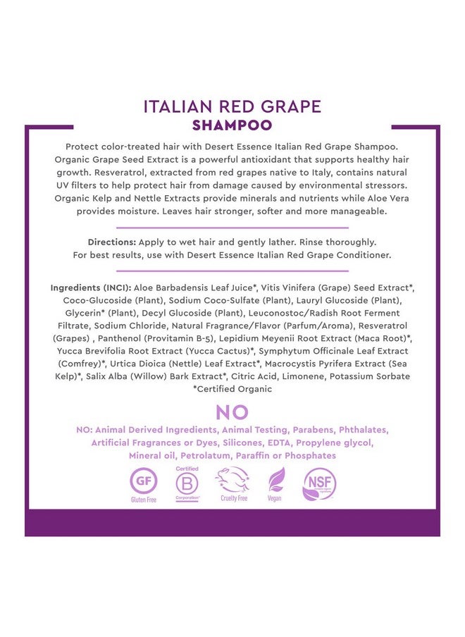 DESERT ESSENCE - Organics Italian Red Grape Shampoo 8 Fl Oz Pack Of 3 Protection For Color Treated Hair Antioxidants Healthier & Smoother Vitamin B5 Sugar & Coconut Oil Cleansers - Image 1