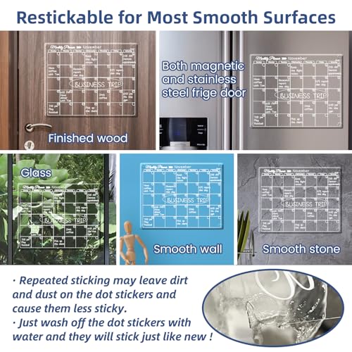 Clever Clean Clear Non-Magnetic Monthly Calendar for Fridge - Dry Erase Transparent Monthly Calendar - Sticks to Wall, Glass, Door, Any Smooth Surfaces - Image 2