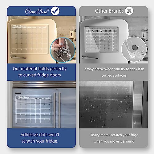 Clever Clean Clear Non-Magnetic Monthly Calendar for Fridge - Dry Erase Transparent Monthly Calendar - Sticks to Wall, Glass, Door, Any Smooth Surfaces - Image 5