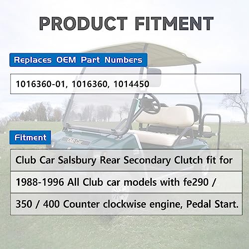 TUNTROL Salsbury Driven Clutch for Club Car 1988-1996 Golf Cart with Fe290 350 400 Counter Clockwise Engine, 1014450, 1016360-01, 101636001 - Image 3