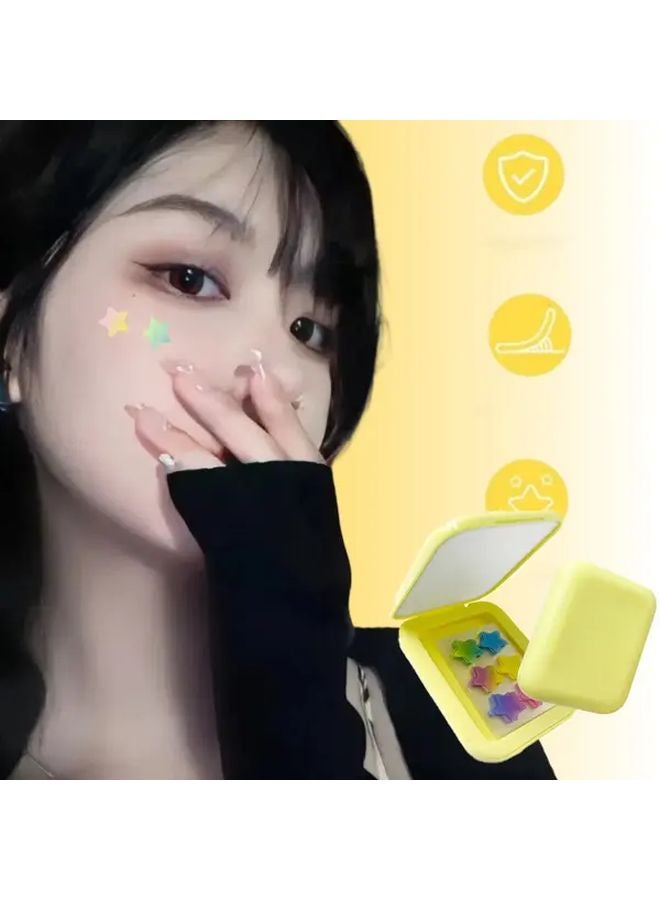 10Pcs Star Face Stickers Set With Rectangular Mirror Case For Cosplay Party - Image 2