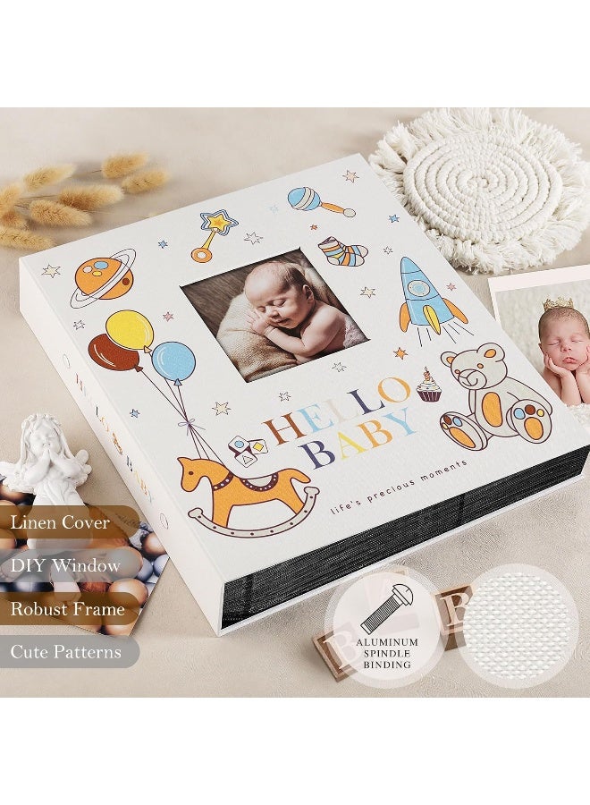 Lanpn Baby Photo Album 4x6 600 Pockets, Linen Cover Photo Book Newborn Bebe Album Memory Book with Front Window Holds 600 Horizontal and Vertical Pictures Gift for Boy Girl Baby Shower Colorful - Image 3