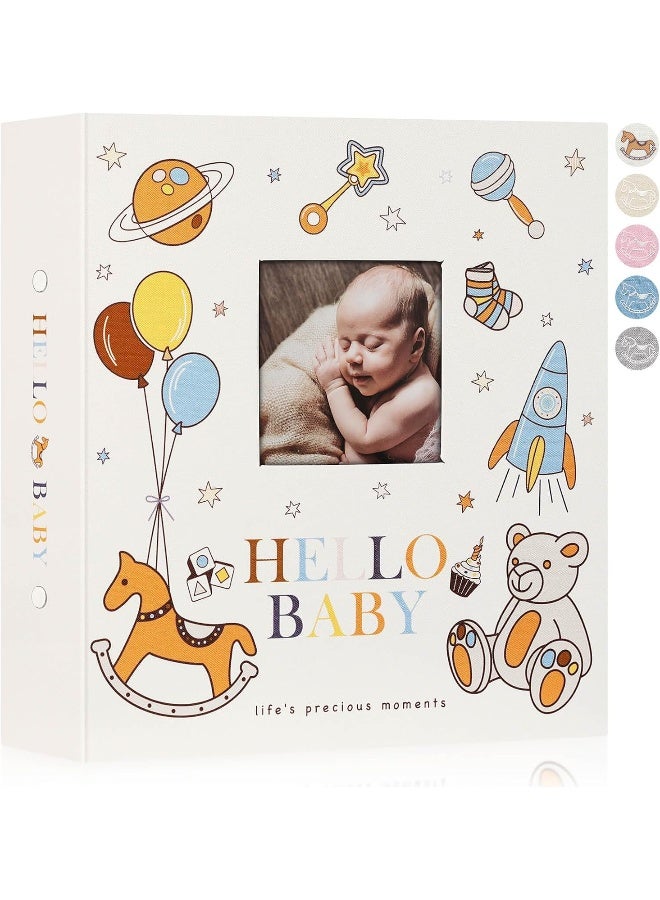 Lanpn Baby Photo Album 4x6 600 Pockets, Linen Cover Photo Book Newborn Bebe Album Memory Book with Front Window Holds 600 Horizontal and Vertical Pictures Gift for Boy Girl Baby Shower Colorful - Image 1