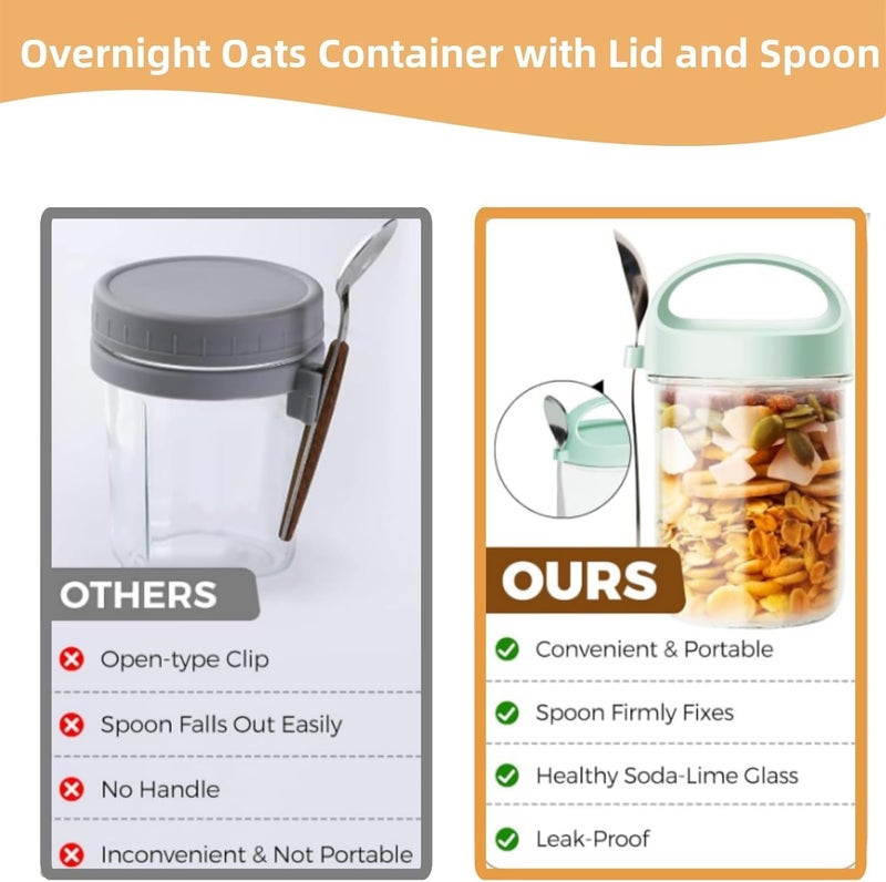 MEETOZ 4 Pack Overnight Oats Jars, Overnight Oats Container with Lid and Spoon,15oz Large Capacity Glass Jars with Screw lids,for Salads Cereal Milk Porridge Fruit - Image 3