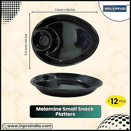 BHOJANWARE (Size-7 Inch / 18 CM) Stylish Melamine Designer Small Snack Plates Set of 12- Perfect for Dining, Serving and Kitchen Utensils. - Image 2