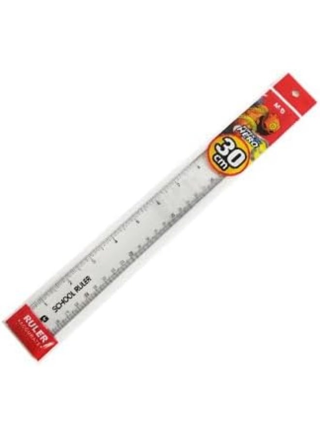 M&G Super Hero Plastic Ruler, 30 cm Length, Transparent