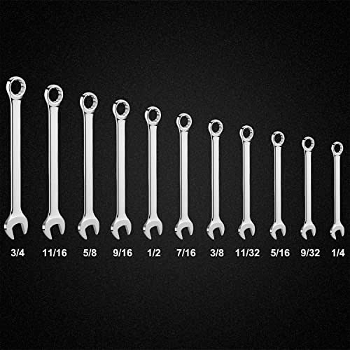 EFFICERE 11-Piece SAE Combination Wrench Set in Roll-up Pouch, Non-Skip Inch Sizes 1/4 to 3/4” | Chrome Vanadium Steel with Mirror Finish | Ideal for General Household, Garage Workshop, Auto Repairs and More - Image 3