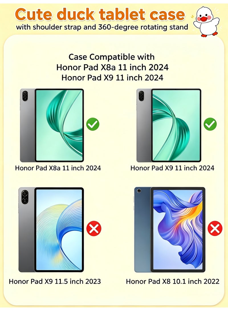 حافظة كرتونية للأطفال لجهاز HONOR Pad X8a/X9 مقاس 11 بوصة 2024، حامل محمول، حامل قابل للتعديل من السيليكون الناعم الملائم للأطفال، غطاء مقاوم للصدمات لجهاز HONOR Pad X8a/X9 مقاس 11 بوصة 2024 - Image 2