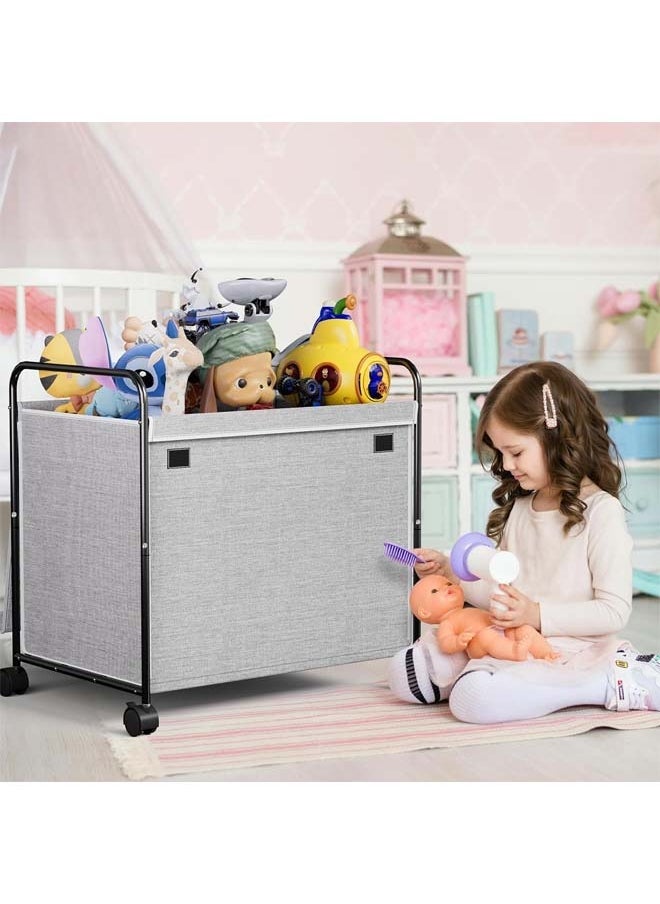 L&E Kids Toy Box,117L Large Capacity Toy Chest Box with 360°Wheels,Toy Storage Organizer Box with Lid,Toy Bin for Kids Girls Boys,Clothes,Playroom,Nursery,Bedroom,Living Room (Gray).  - Image 5