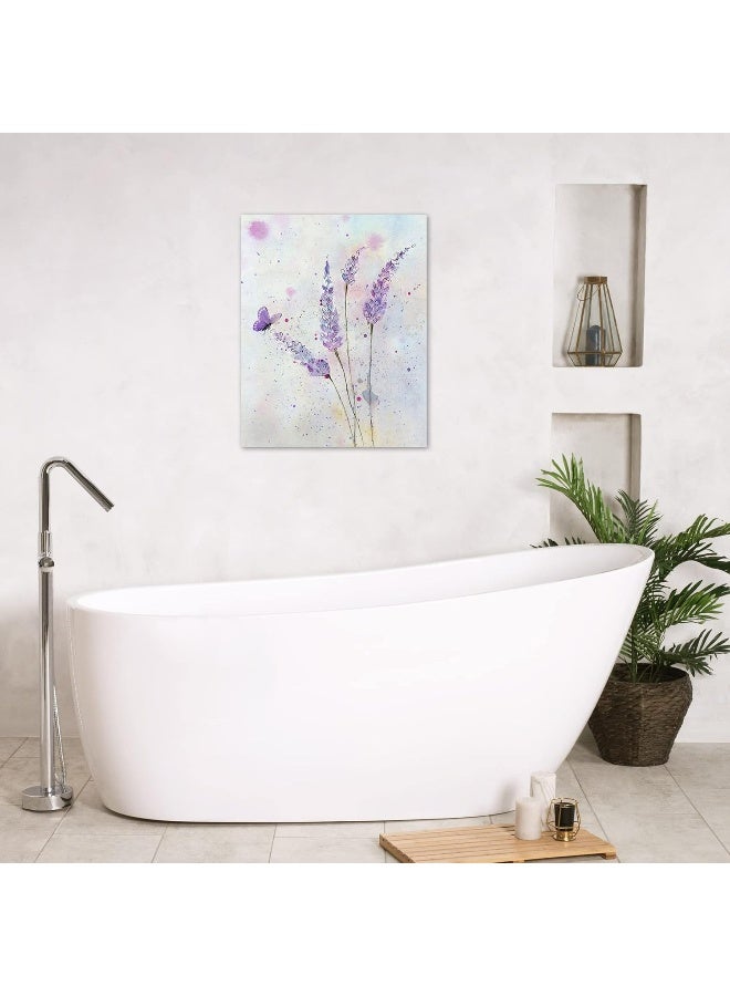 Home Trove Hvest Purple Lavender Wall Art Butterfly With Purple Flower Canvas Wall Art For Living Room - Image 2
