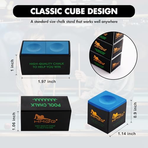 HMQQ Nano Technology Pool Cue Chalk – Professional Billiard Chalk for Tournaments, High Performance, Low Deflection, Durable, Reduces Miscues,2 Pack(2 Boxes, 4 Cubes Total) - Image 2