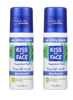 Kiss My face Paraben Free Liquid Rock Roll-On Deodorant, Fragrance Free, 3 Fl Oz (Pack Of 2) 