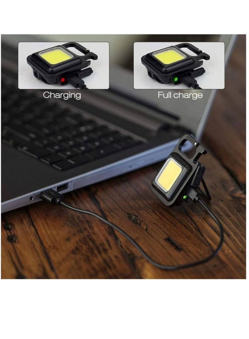 LANBENA Mini Flashlight with 800 Lumens Super Bright, COB Rechargeable and Portable Keychain Light with Folding Support, Bottle Opener and Magnetic Base, Suitable for Camping, Hunting, Walking, Black  - Image 5