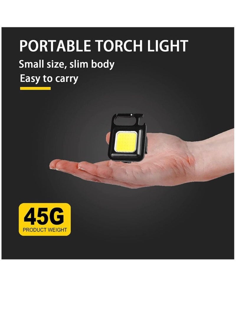 LANBENA Mini Flashlight with 800 Lumens Super Bright, COB Rechargeable and Portable Keychain Light with Folding Support, Bottle Opener and Magnetic Base, Suitable for Camping, Hunting, Walking, Black  - Image 4