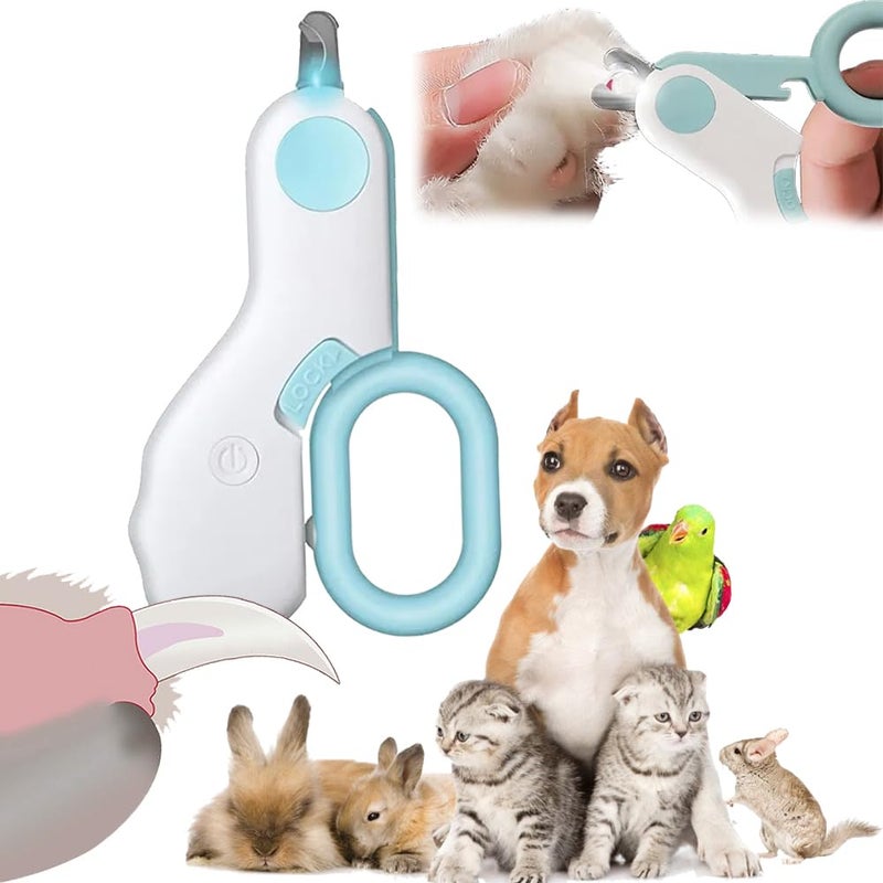 FLORISELL Pet Nail Clippers, with LED Lights, Avoid Excessive Cutting, Professional Beauty Care Tools, Suitable for Small Pets Such as Cats and Rabbits, Cats Claw Care Nail Care Clipper(Green) - Image 1